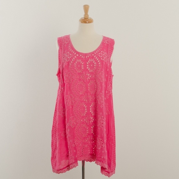 Johnny Was Other - [Johnny Was] NWT pink eyelet tank tunic
